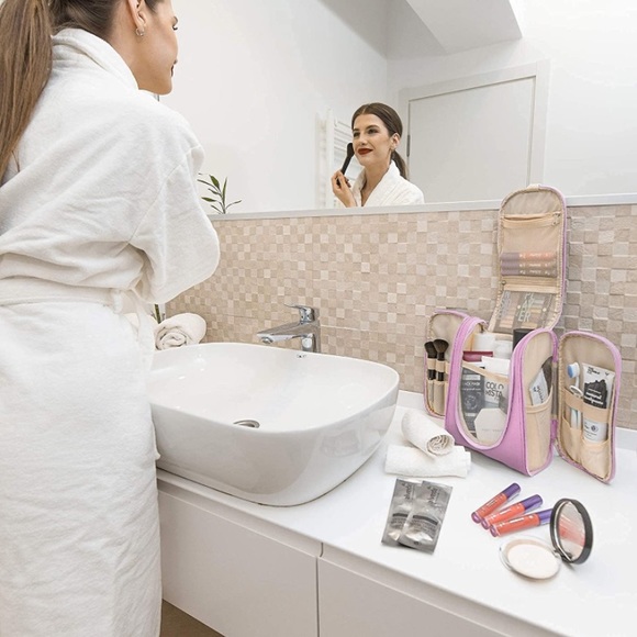 Premium Hanging Travel Toiletry Cosmetic Bag Pink - Picture 5 of 5